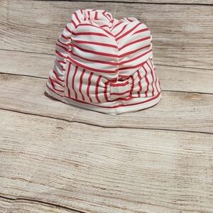 Janie and Jack white and pink striped sun hat 2T/3